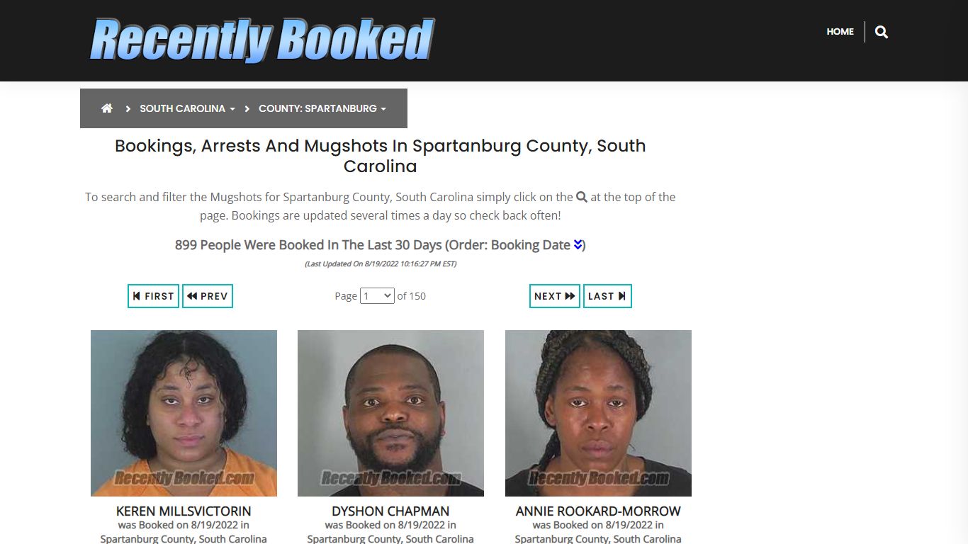 Recent bookings, Arrests, Mugshots in Spartanburg County, South Carolina